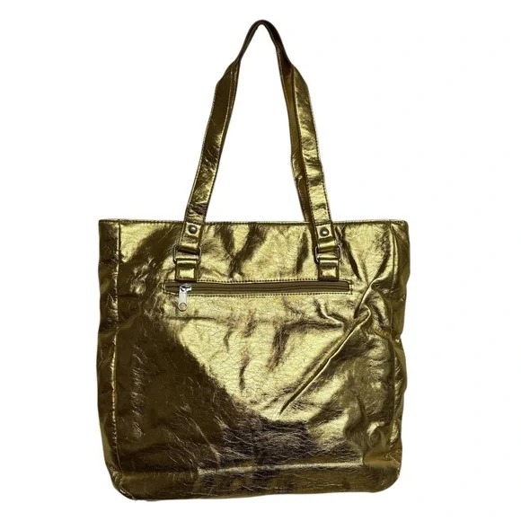Y2K Gold Metallic Large Tote Cargo Bag - Picture 3 of 6
